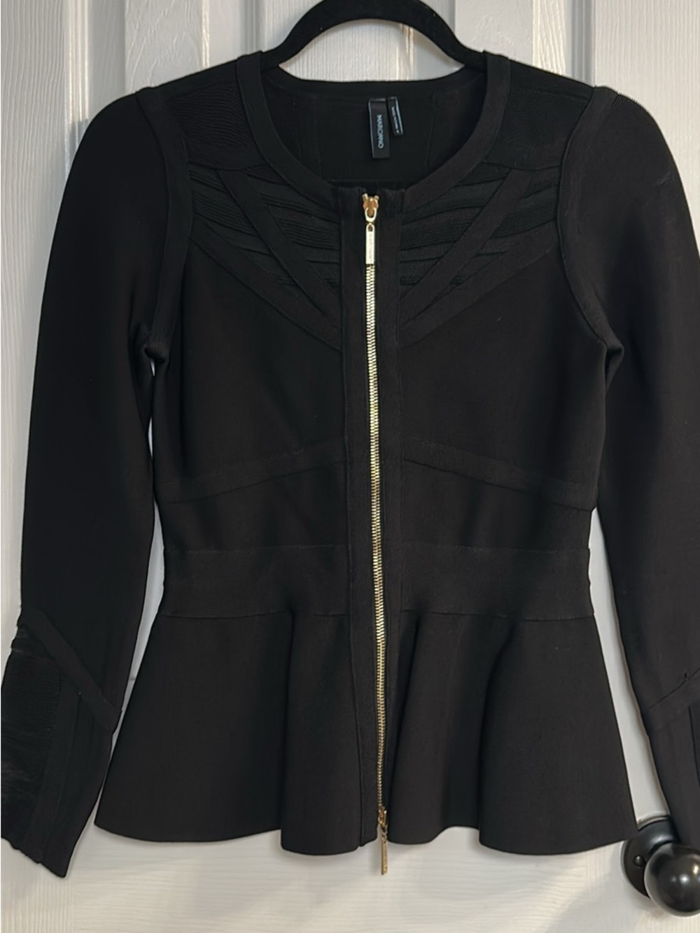 Marciano Black Long-Sleeve Peplum Zip Jacket